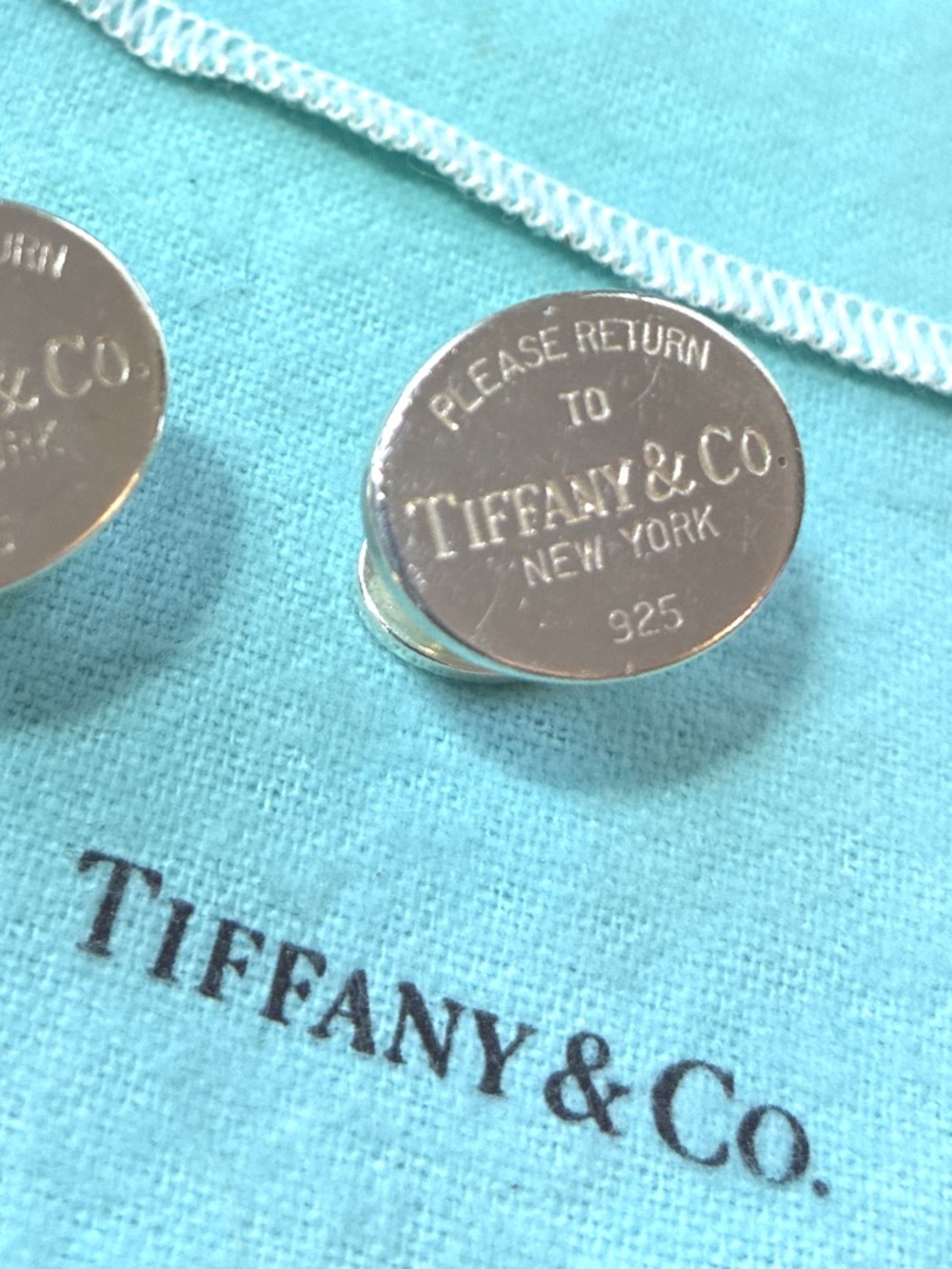 Tiffany & Co Sterling Silver 925 Oval Cufflinks   Please Return to NY